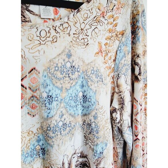 Chico's Zenergy 2 T-Shirt 3/4 Sleeve Pullover Top Multicolor & Design Side Angle - Picture 6 of 8